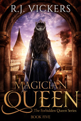 Fantasy romance book cover design, ebook kindle amazon, RJ Vickers, Magician queen