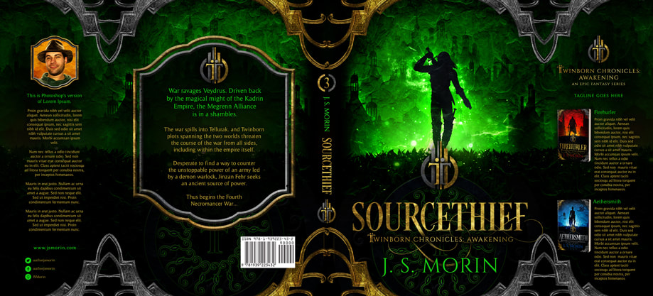 Dust Jacket cover design for Hardcover : Sourcethief by J S Morin