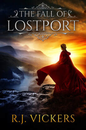 Fantasy romance book cover design, ebook kindle amazon, R J Vickers, Lostport