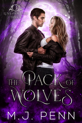 Paranormal romance book cover design, ebook kindle amazon, MJ Penn, The pack of wolves