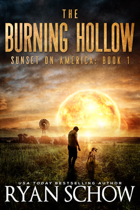 Post-Apocalyptic book cover design, ebook kindle amazon, Ryan Schow, The burning hollow