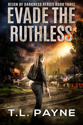 Post-Apocalyptic book cover design, ebook kindle amazon, TL Payne, evade the ruthless