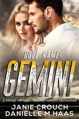 Romantic Suspense book cover design, ebook kindle amazon, Janie Crouch, Danielle M Haas, Code name: Gemini