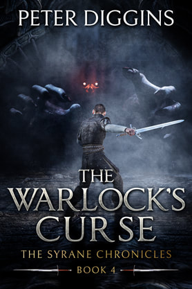 Epic fantasy book cover design, ebook kindle amazon, Peter Diggins, The warlock's curse
