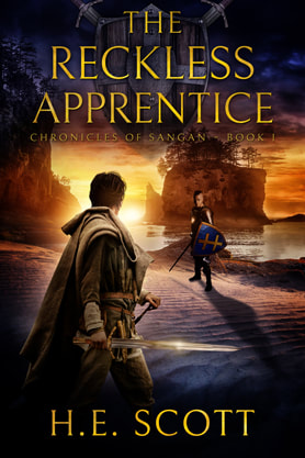 Epic Fantasy book cover design, ebook kindle amazon, H.E. Scott, The reckless apprenticde