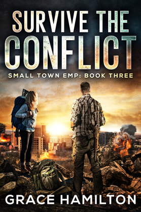 Post-Apocalyptic book cover design, ebook kindle amazon, Grace Hamilton, Survive The conflict