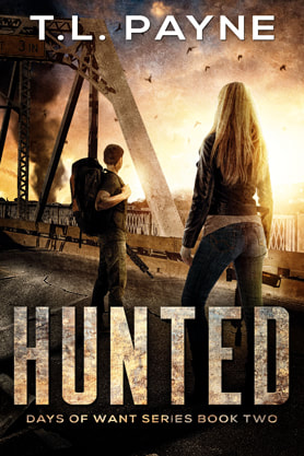 Post-Apocalyptic book cover design, ebook kindle amazon, Hunted, TL Payne