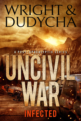 Post-Apocalyptic book cover design, ebook kindle amazon, Wright and Dudycha, Infected