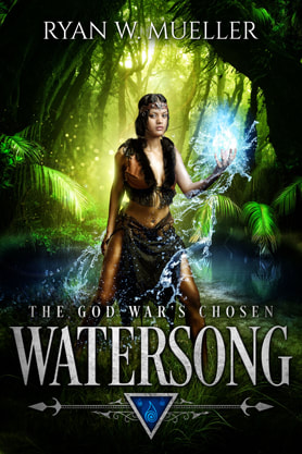 Epic fantasy book cover design, ebook kindle amazon, Ryan W Mueller, Watersong