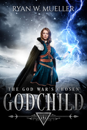 Epic fantasy book cover design, ebook kindle amazon, Ryan W Mueller, Godchild
