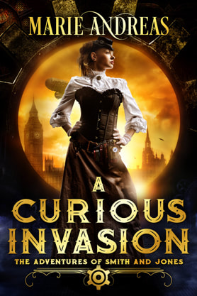 Steampunk book cover design, ebook kindle amazon, Marie Andreas, Invasion