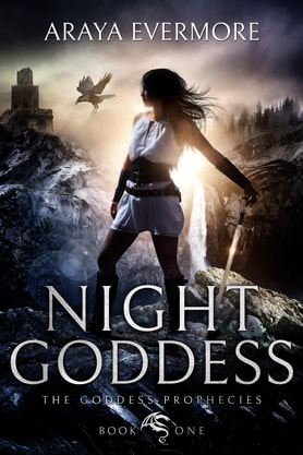 Epic fantasy book cover design book cover design, ebook kindle amazon, Araya Evermore, Night Goddess