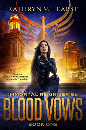 Urban Fantasy book cover design, ebook kindle amazon, Kathryn M Hearst, Blood Vows