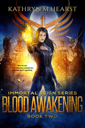 Urban Fantasy book cover design, ebook kindle amazon, Kathryn M Hearst, Blood Awakening