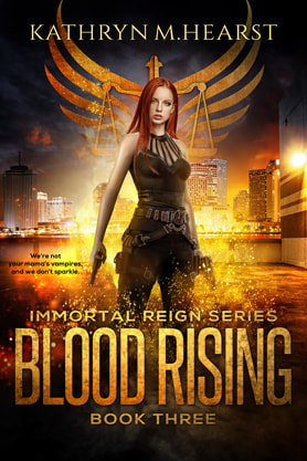 Urban Fantasy book cover design, ebook kindle amazon, Kathryn M Hearst, Blood Rising
