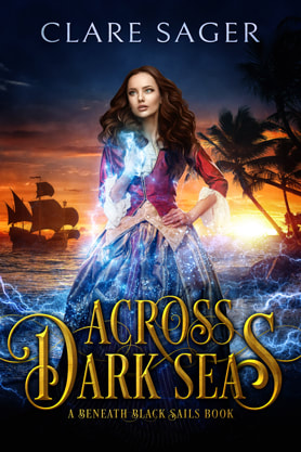 Fantasy romance book cover design, ebook kindle amazon, Clare Sager, Across Dark Seas