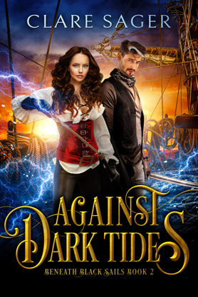 Fantasy romance book cover design, ebook kindle amazon, Clare Sager, Against Dark Tides