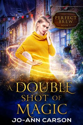 Cozy mystery book cover design, ebook kindle amazon, Jo-Ann Carson, A Double Shot of Magic