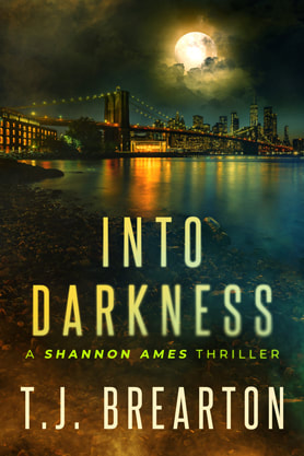 Thriller book cover design, ebook kindle amazon , TJ Brearton, Into The Darkness