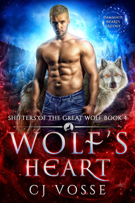 Paranormal romance book cover design, ebook kindle amazon, CJ Vosse, Wolf's heart