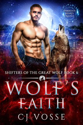 Paranormal romance book cover design, ebook kindle amazon, CJ Vosse, Wolf's faith