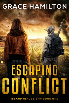 Post-Apocalyptic book cover design, ebook kindle amazon, Grace Hamilton, Escaping Conflict