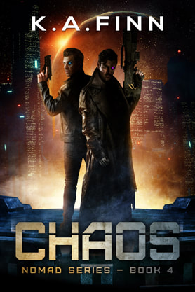 Science Fiction Fantasy book cover design, ebook kindle amazon, K A Finn, Chaos