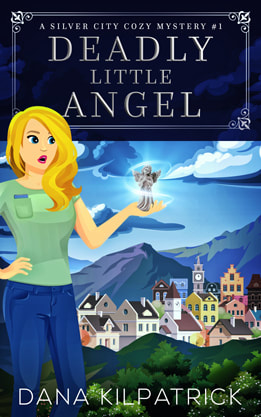 Cozy Mystery book cover design, ebook kindle amazon, Dana Kilpatrick, Deadly Little Angel