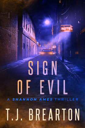 Thriller book cover design, ebook kindle amazon , TJ Brearton, Sign of Evil