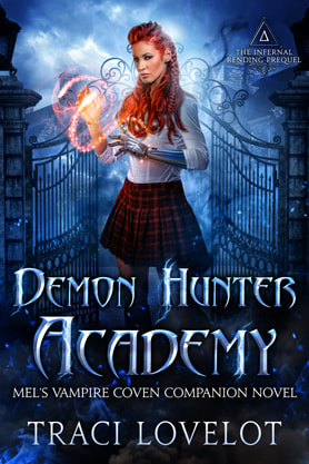 Fantasy romance book cover design, ebook kindle amazon, Traci Lovelot, Demon hunters academy