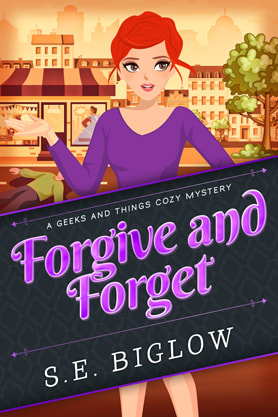 Cozy mystery book cover design, ebook kindle amazon, S E Biglow, Forgive and Forget
