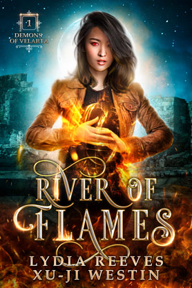 Urban Fantasy book cover design, ebook kindle amazon, Lydla Reeves, Xu-Ji Westin, river of flames