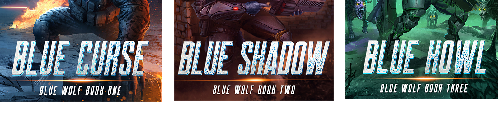 Title design for Blue Wolf Series 1-3 by Brad Magnarella
