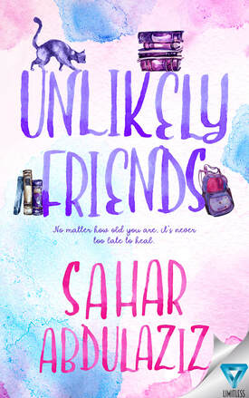  Humorous Fiction book cover design, ebook kindle, amazon, Sahar Abdulazis, Unlikely Friends 