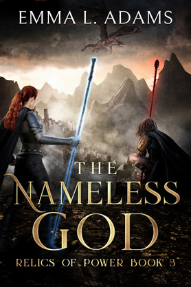 Epic fantasy book cover design, ebook kindle amazon, Emma L Adams, The nameless god
