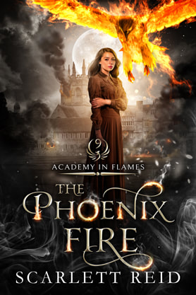 Fantasy book cover design, academy, college, ebook, kindle,  Scarlett Reid, the phoenix fire