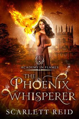 Fantasy book cover design, academy, college, ebook, kindle,  Scarlett Reid, the phoenix whisperer