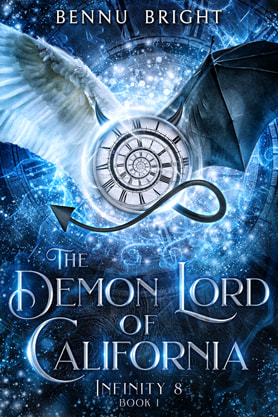 Fantasy book cover design, ebook kindle amazon, Bennu Bright, The demon lord of california