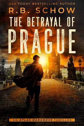 Thriller book cover design, ebook kindle amazon, RB Schow, The Betrayal of Prague