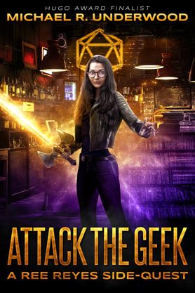 Urban Fantasy book cover design, ebook kindle amazon, Michael R Underwood, Attack the geek