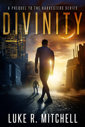 Science Fiction Fantasy book cover design, ebook kindle amazon, Luke R Mitchell, Divinity