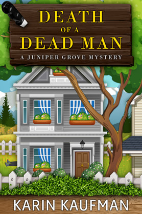 Cozy mystery book cover design, ebook kindle amazon, Karin Kaufman , Dead Man