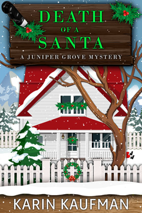 Cozy mystery book cover design, ebook kindle amazon, Karin Kaufman, Santa