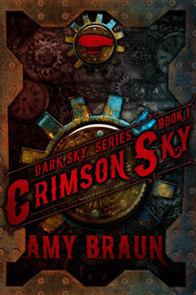 Steampunk book cover design, ebook kindle amazon, Amy Braun, Crimson